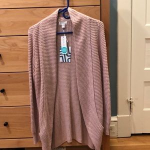 Blush waffle knit cardigan.